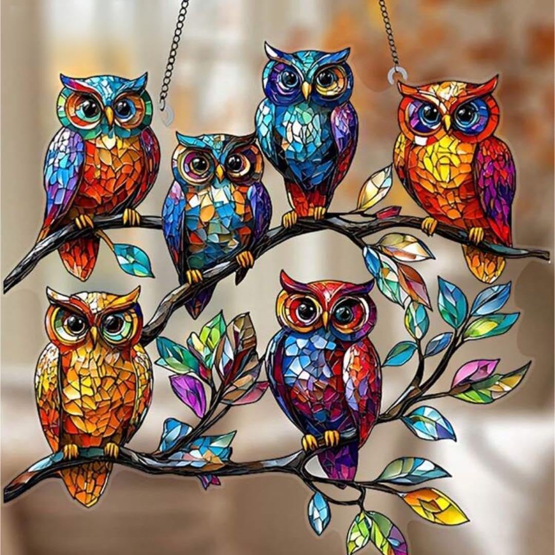 ステンドグラス　ウエルカムボード　ふくろう 小樽ガラス工房 ステンドグラス ウェルカムボード ふくろう壁掛け