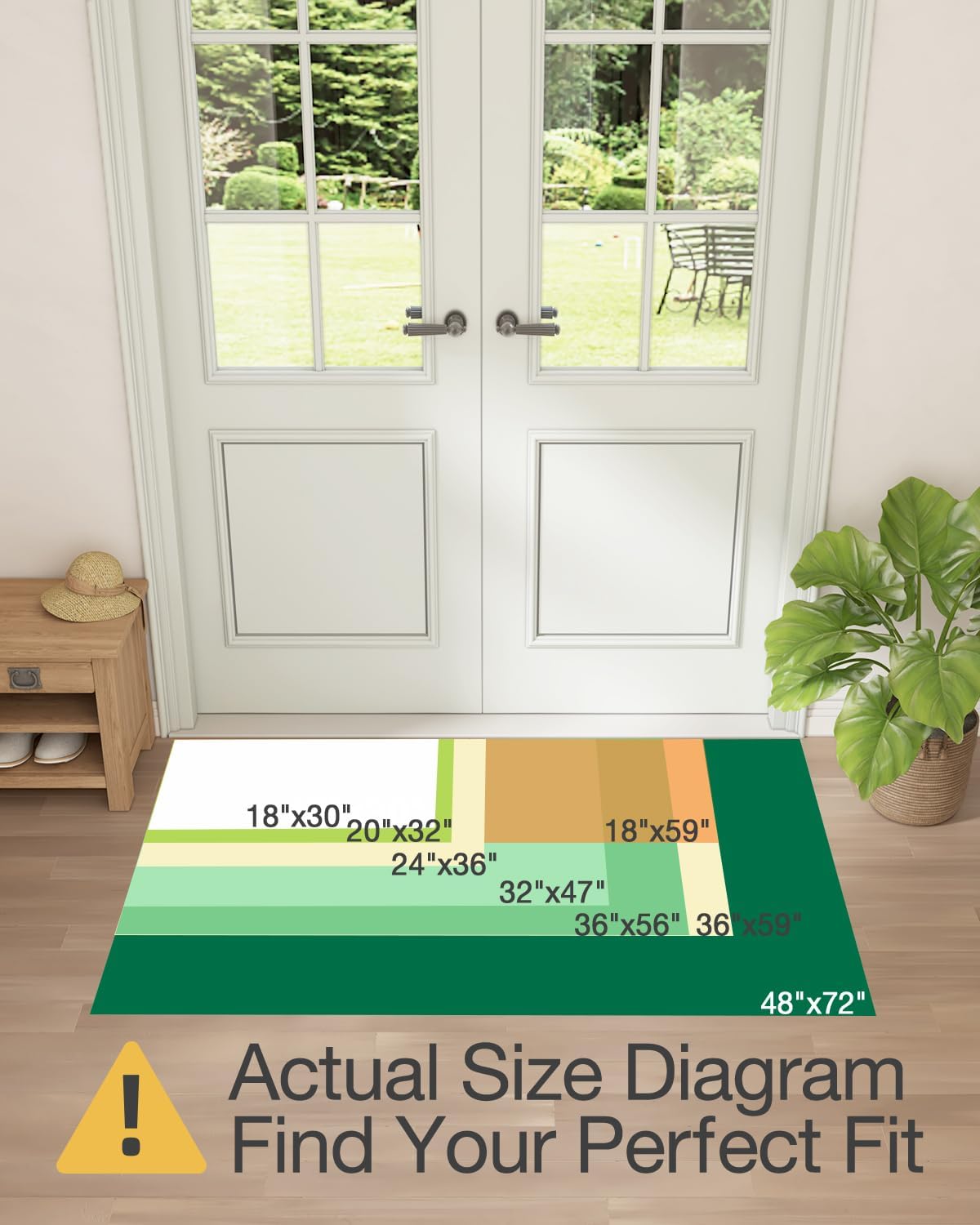 LUMI Ultra Thin Door Mat for Entryway, Low Profile Non Slip Rubber Backing Indoor Doormat, Easy Clean Welcome Entrance Mat for Inside House, Patio,Beige 24"x36"