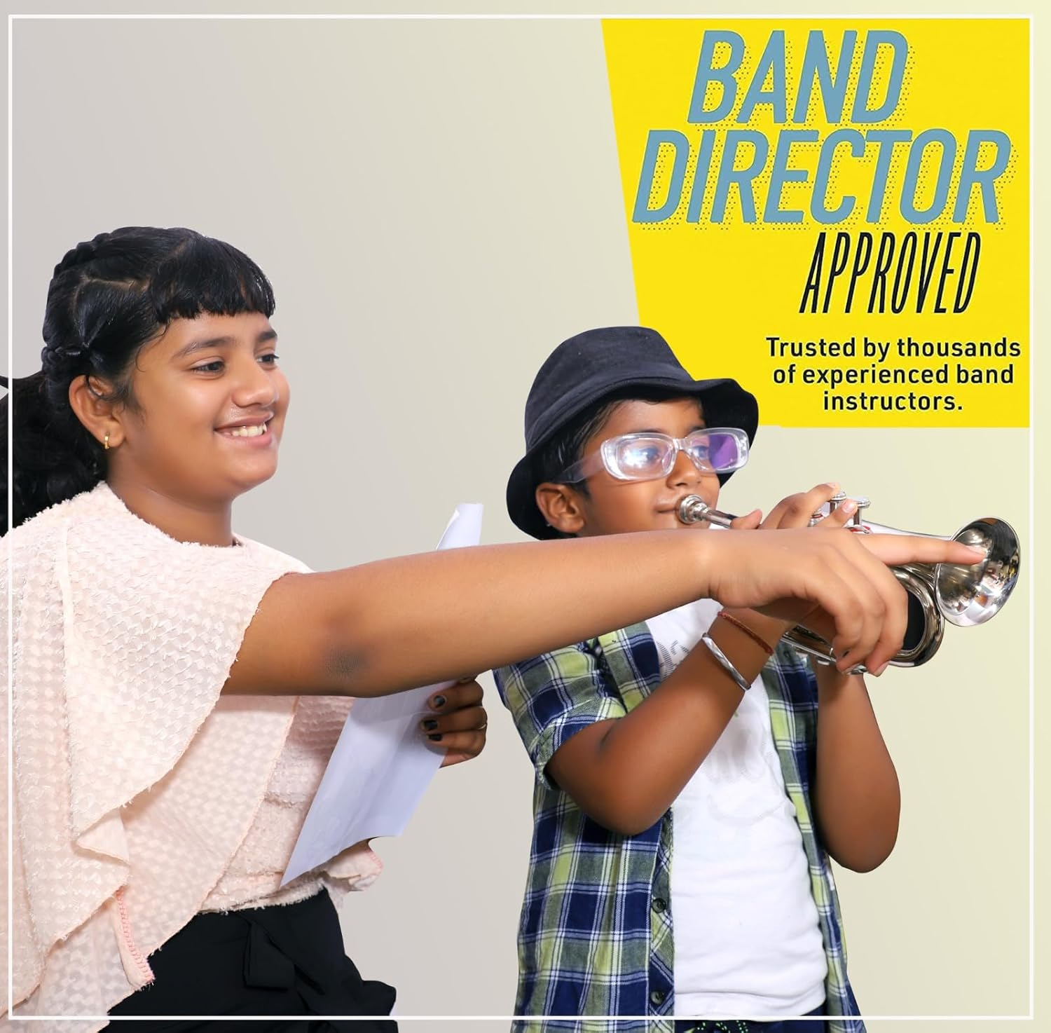 Queen Brass B-flat Pocket Trumpet Practise Mute in Chrome Finish, Student Trumpet for Beginners with 7C Mouthpiece & Carrying Hard Case, Gift Option for Thanksgiving Christmas Easter (Silver)