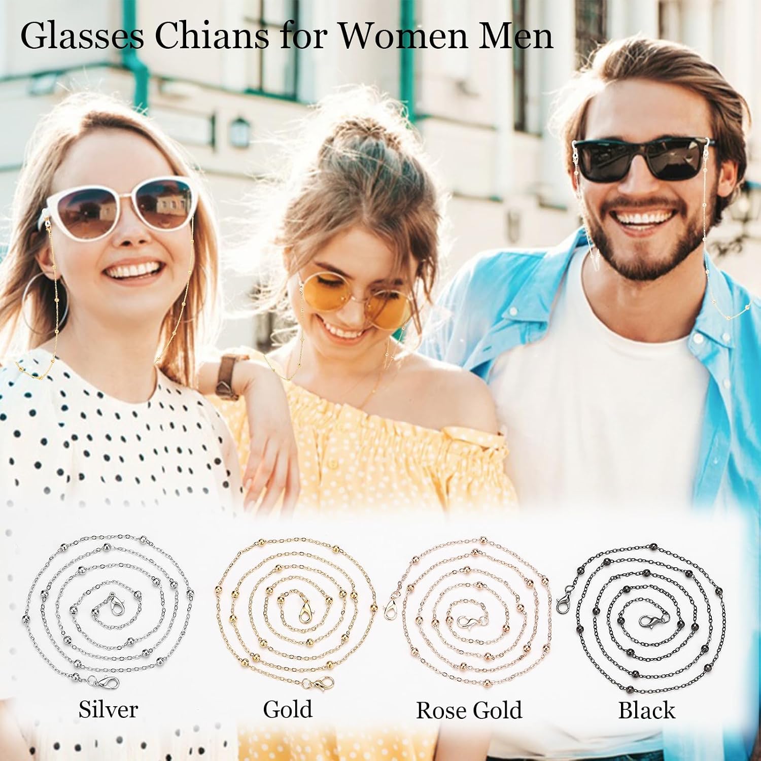 Glasses Chain Set, Eyeglass Chains for Women, Eye Glasses Holders Around Neck, Glasses Strap for Women
