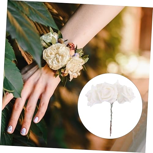 Miniatura 4 de Zerodeko 50 piezas de rosas de simulación de cabeza de rosa, ramo de flores de boda, ramo de flores de princesa, rosas de seda, tallos de flores