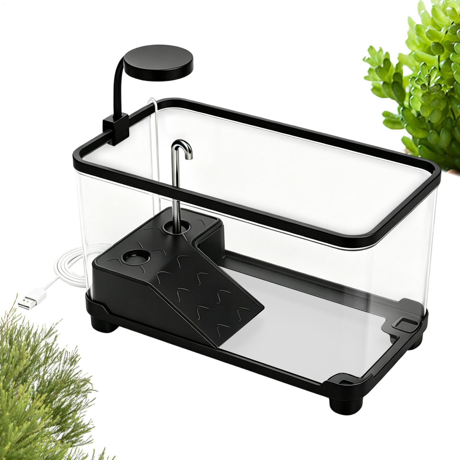 Acuario Tortugas Acuáticas Terrario Transparente con Plataforma de Asoleo | Tanque para tortugas acuáticas Para Tienda, Dormitorio, Lugar de Trabajo, Sala de Estar, Área de Escritorio y Hogar