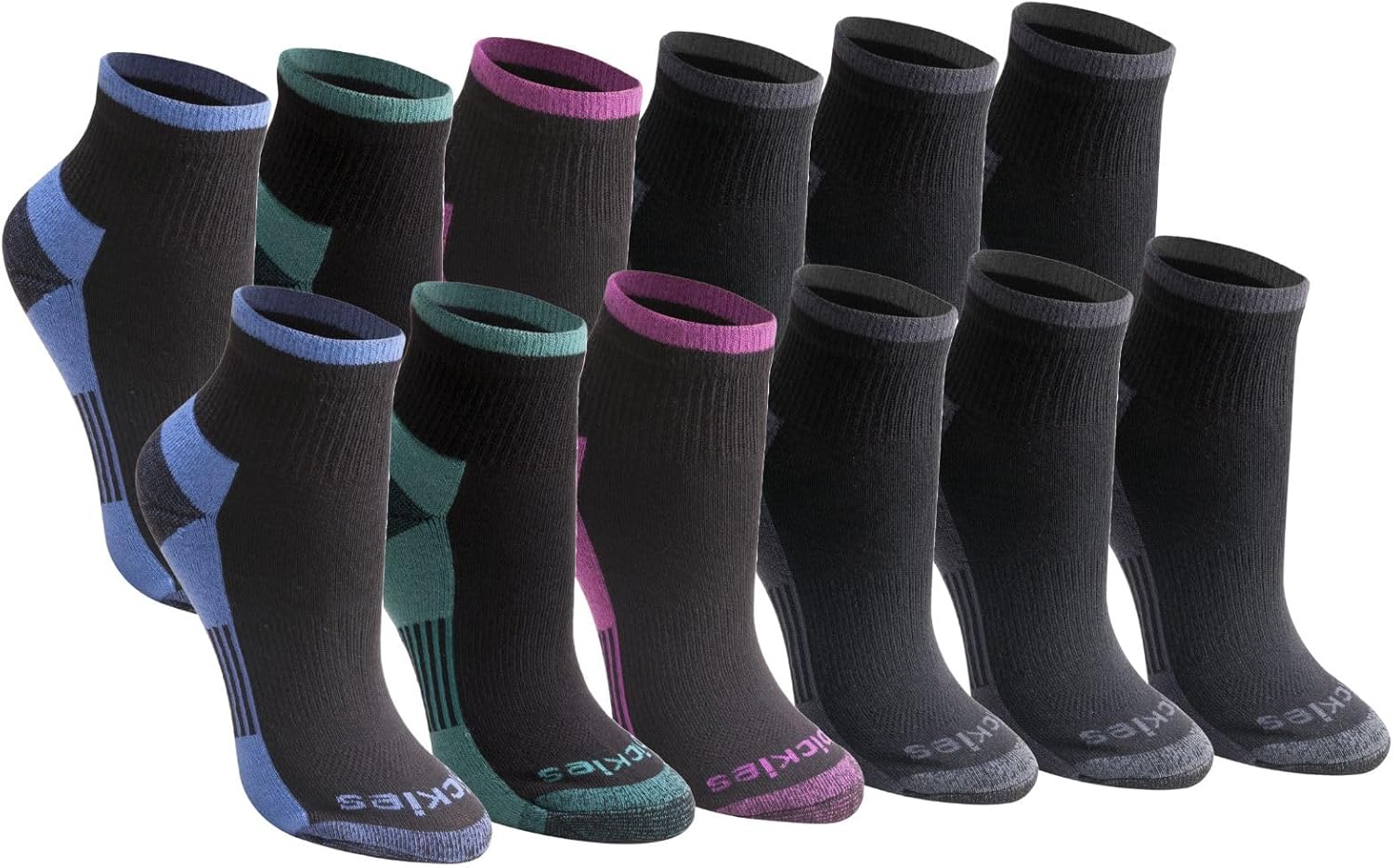 Dickies Women's Dri-tech Moisture Wicking Quarter Socks (6 & 12 Pairs)