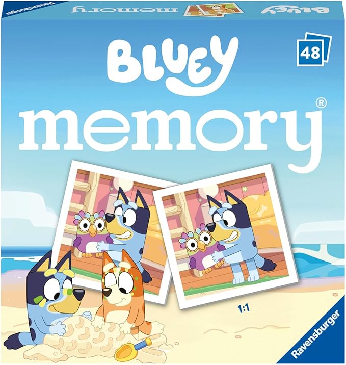 Ravensburger - Bluey Mini Memory, Juegos para Niños de 3 Años o Más, Juegos Educativos, Juegos Infantiles, 48 Tarjetas Personajes Bluey