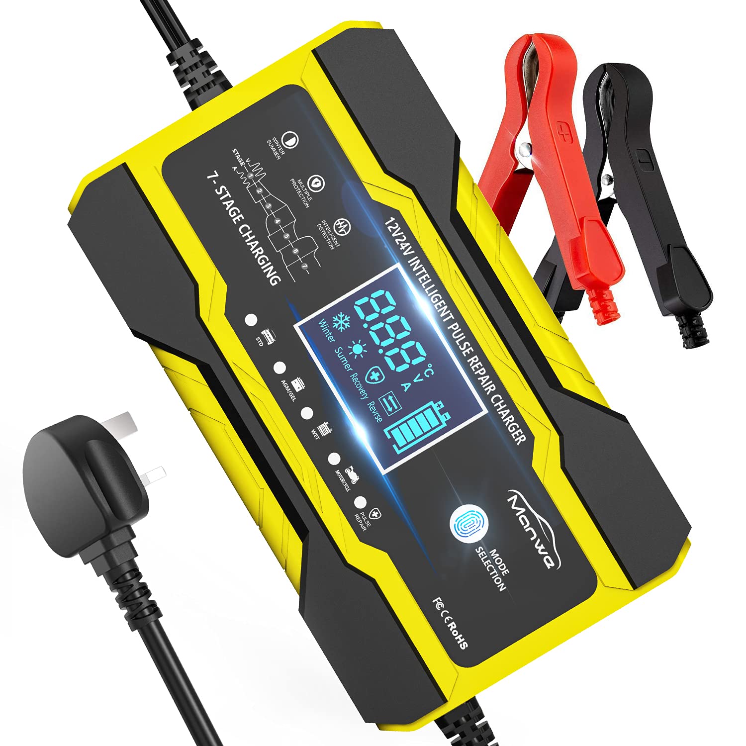 Buy Manwe Car Battery Charger, 12V/24V 10Amp Automatic Battery Charger