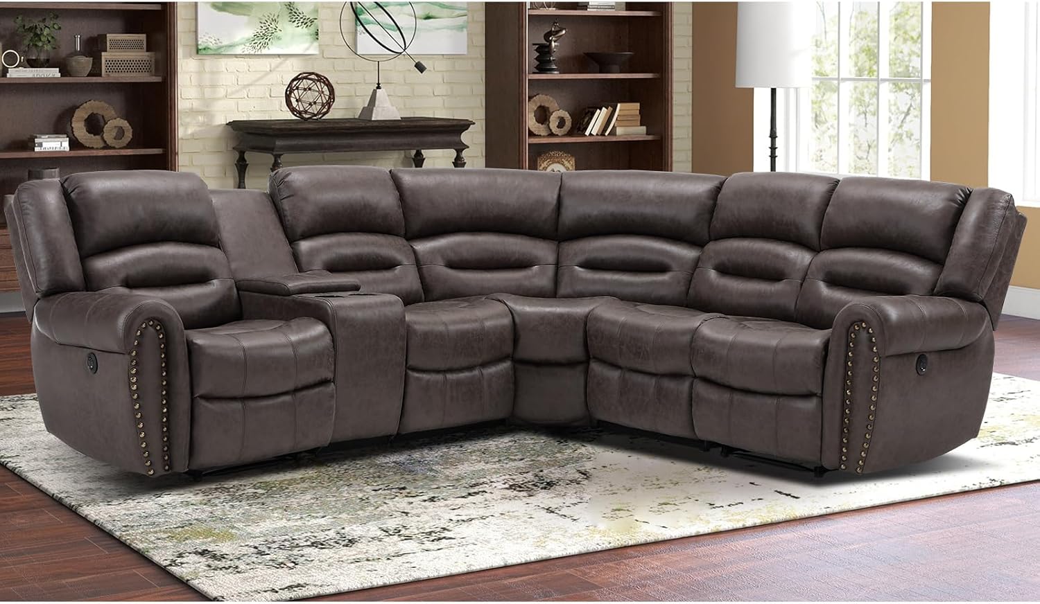 EBELLO L-Shaped Power Reclining Sectional Couches for Living