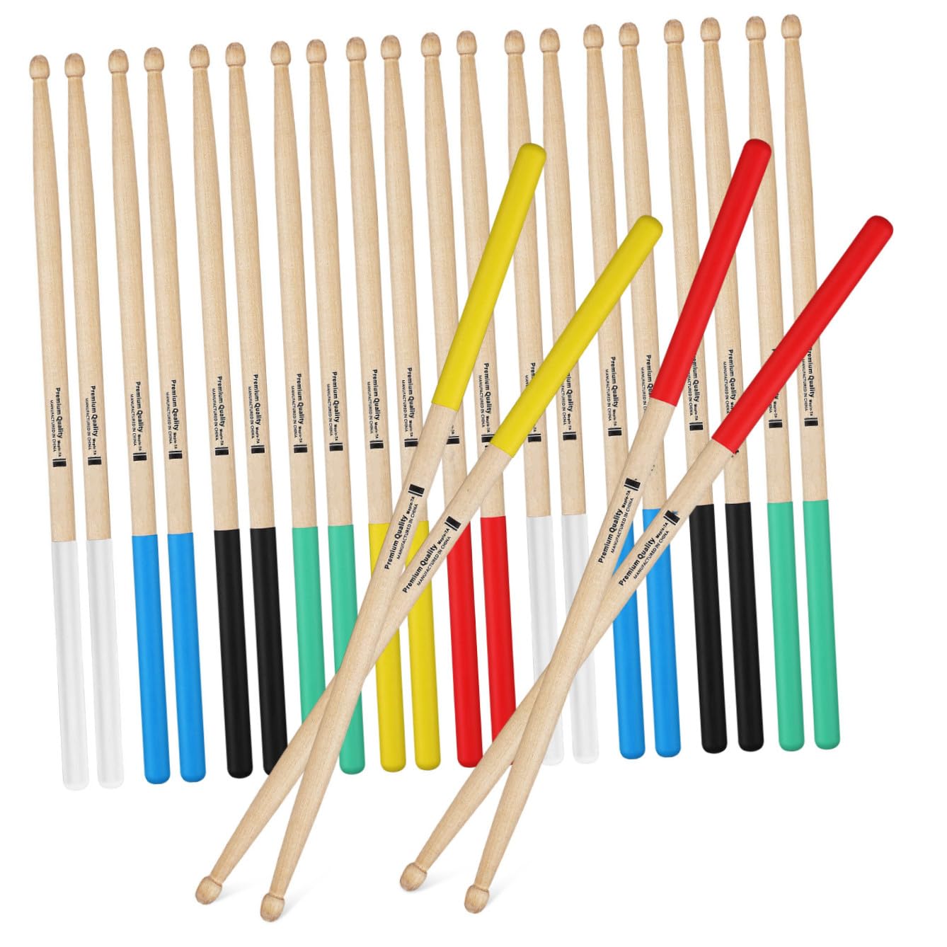 Abaodam 12 Paare Holz Schlagzeugstöcke Rutschfeste Drumsticks für Anfänger Erwachsene und Vielseitig Einsetzbar Langlebig und Stabil Farben