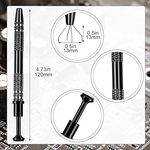 Miniatura 9 de ANCIRS Paquete de 3 herramientas de recogida de 4 garras de acero inoxidable para recolección de piezas pequeñas, agarrador de 4 puntas para objetos