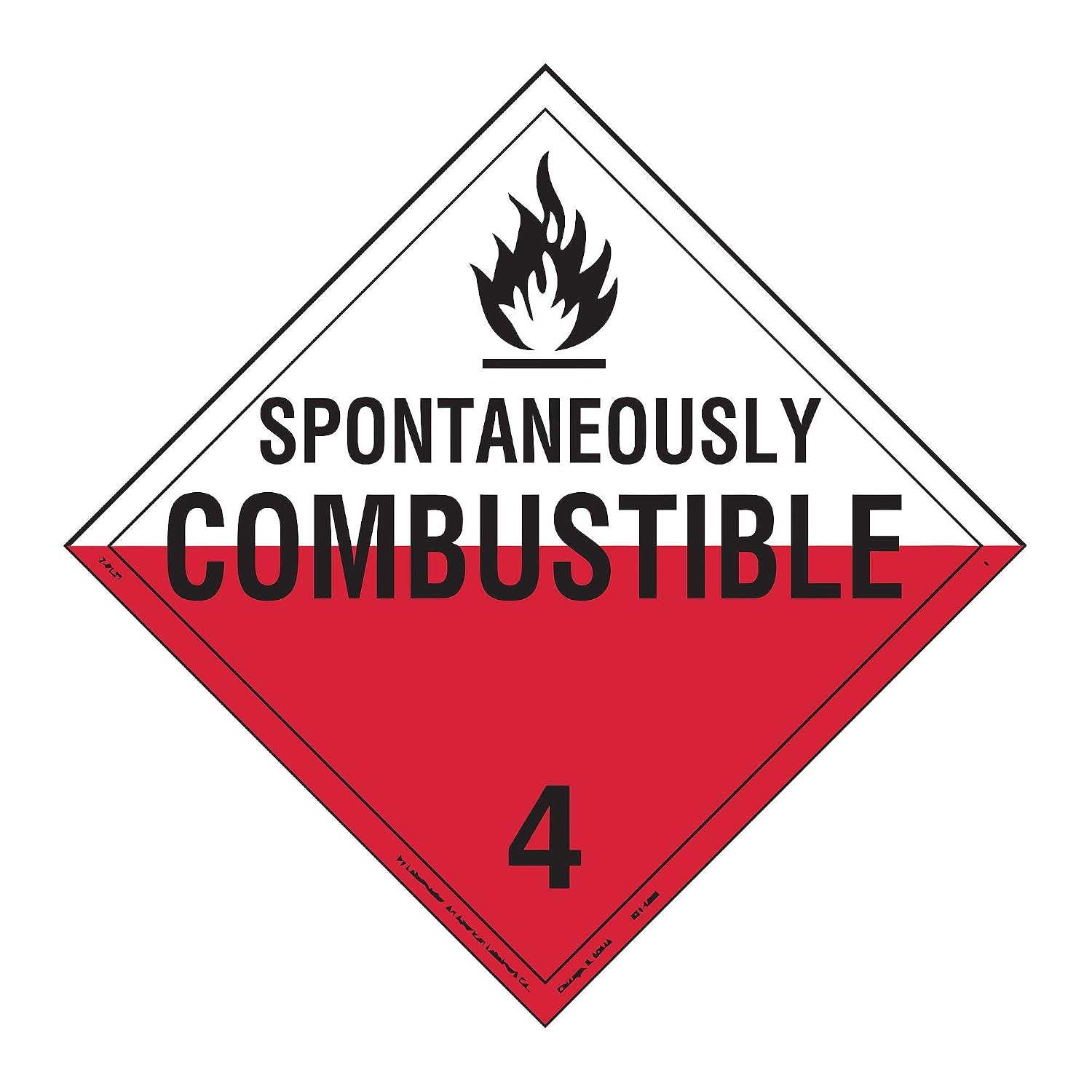 Labelmaster Z-PVE Spontaneously Combustible Hazmat Placard, Worded, Permanent Vinyl (Pack of 25)