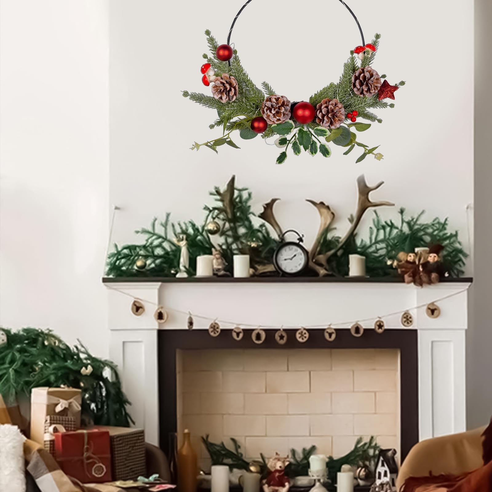 Festival Home Embellishment Illuminated Wreath Christmas Tree Wall Hangers For Indoor And Outdoor Wreath Decoration