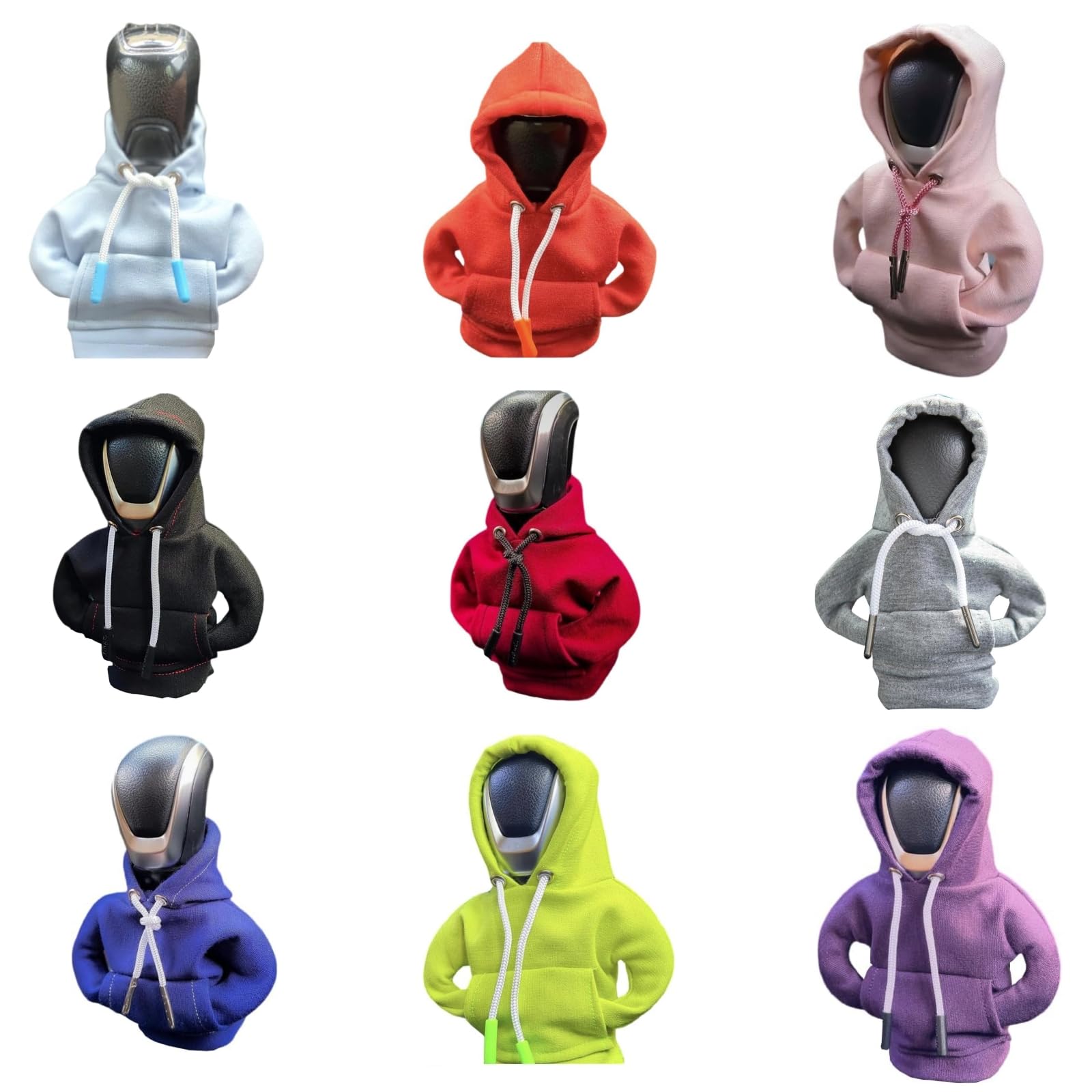 2-Pack Car Gear Shift Knob Covers - Mini Hoodie Style Shirt Cover, Universal Fit