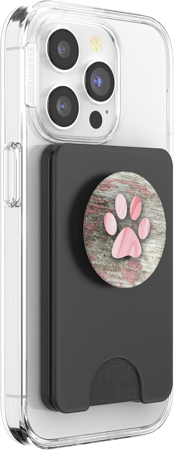 Cell Phone Holder Pop Out Knob Dog Paw Print Light Pink Cute PopSockets PopWallet for MagSafe