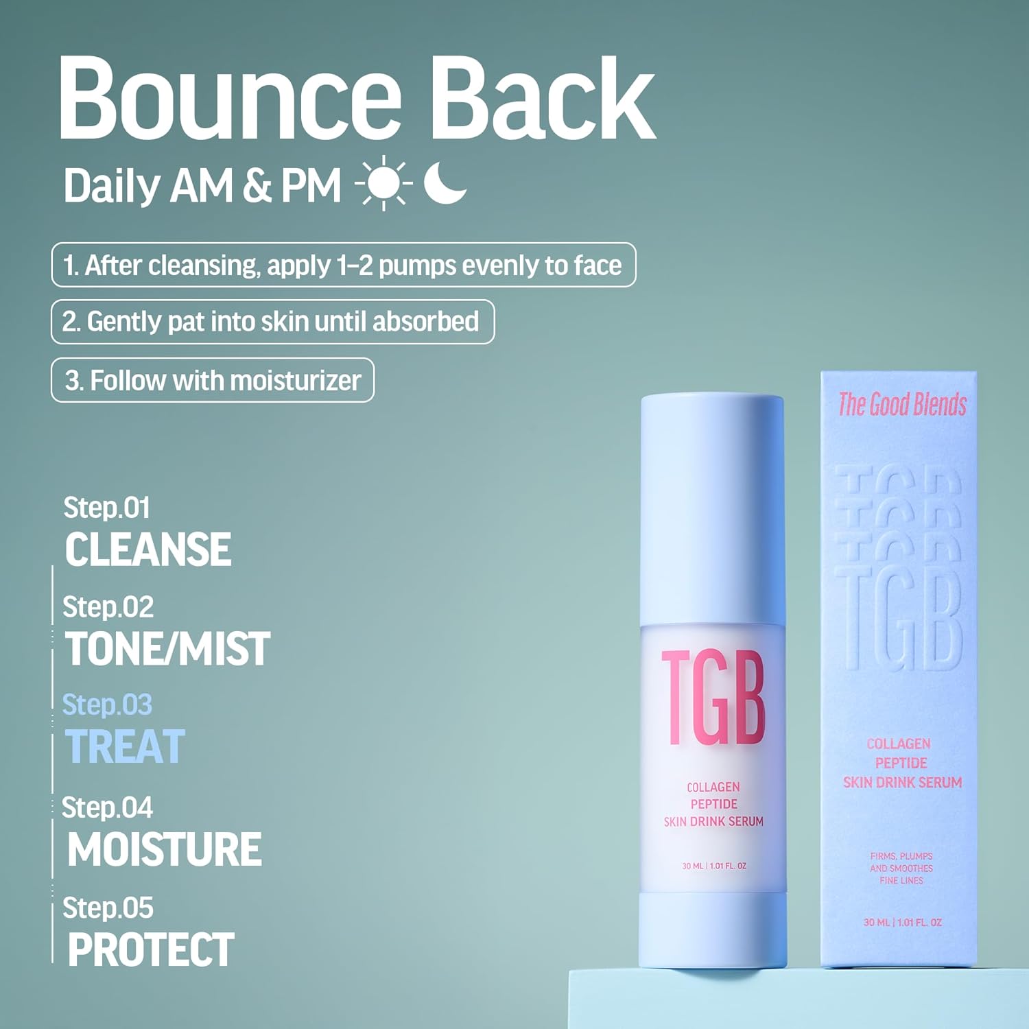 Collagen-Boosting Peptide Skin Drink Serum 1.01 fl oz | Korean Face Serum with Penta Peptides & Hyaluronic Acid | Hydrating, Plumping & Firming - Image 5