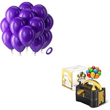 Bezente Dark Purple Latex Party Balloons - 100 Pack Dark Purple Balloons and Balloon Pump Electric