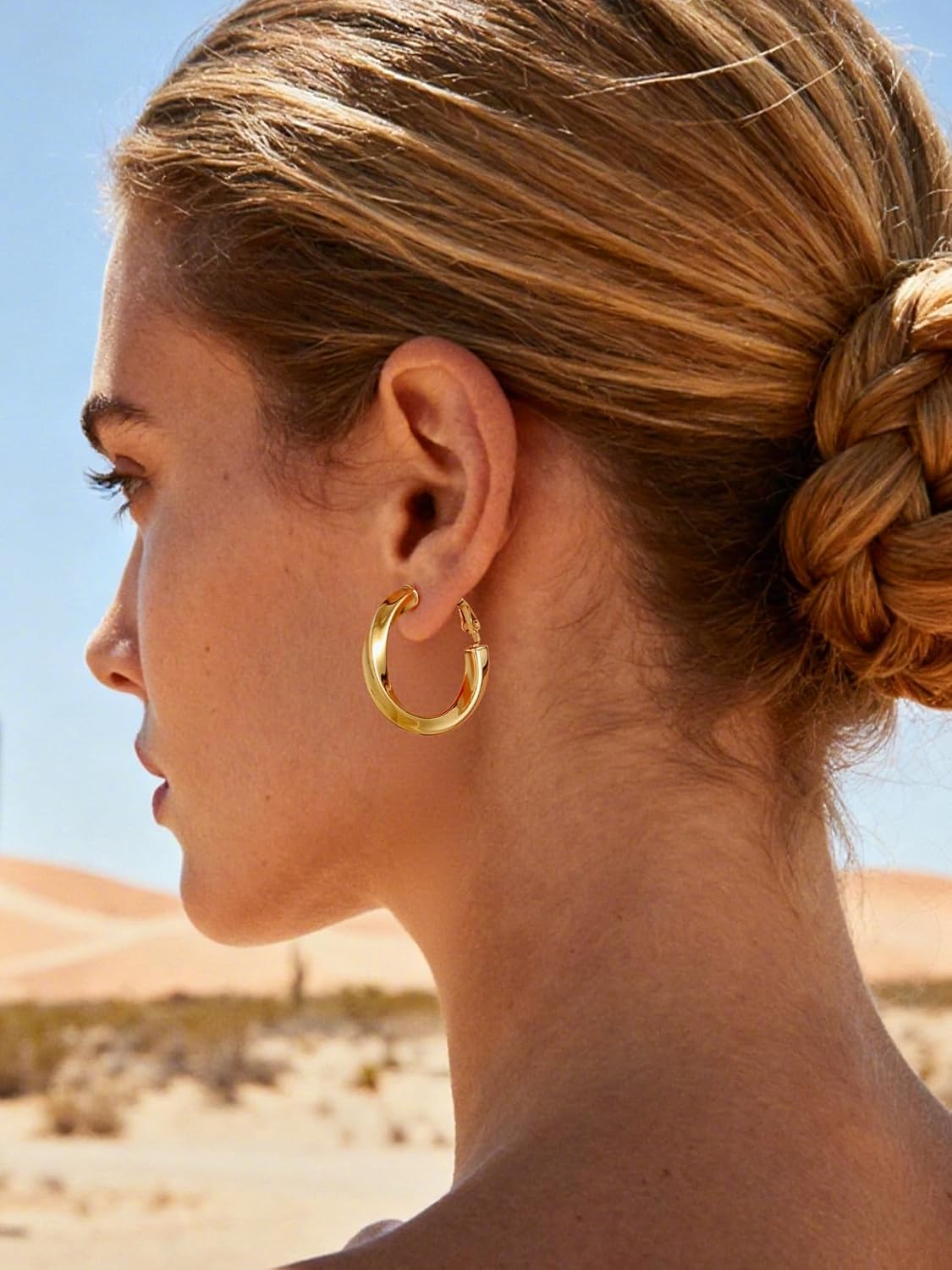 Bestyle 5mm Thick Large Hoop Earrings for Women Lightweight Chunky Hoop Earrings Hollow Tube Hypoallergenic Gold/Silver/Black/Stainless Steel Earrings 30/40/60/80mm - Image 2