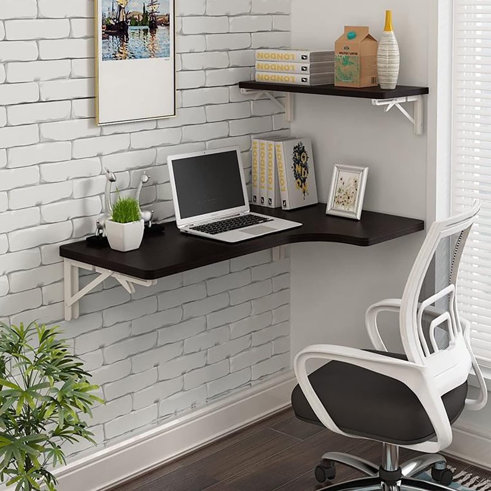 Table murale en bois massif suspendue, design épuré pour intérieur
