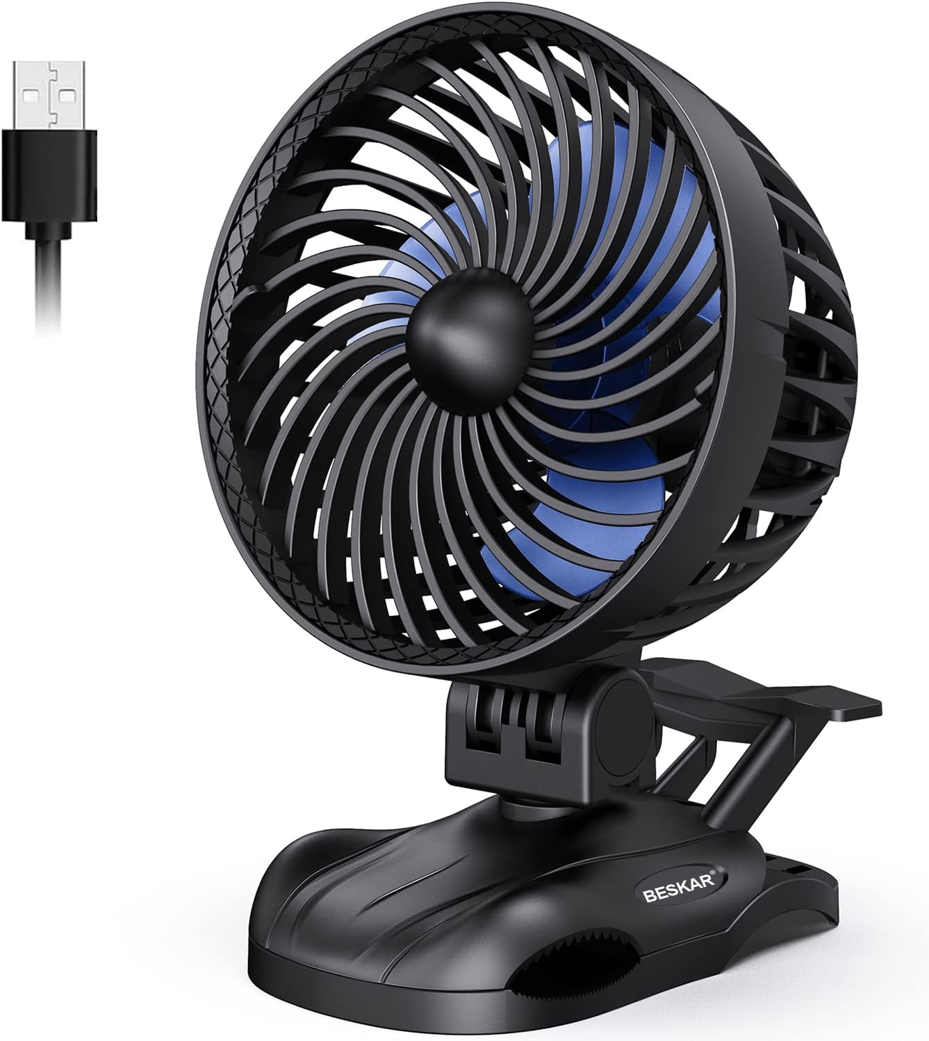 Portable Clip on Fan 6 inch USB Fan with Adjustable Tilt and Quiet