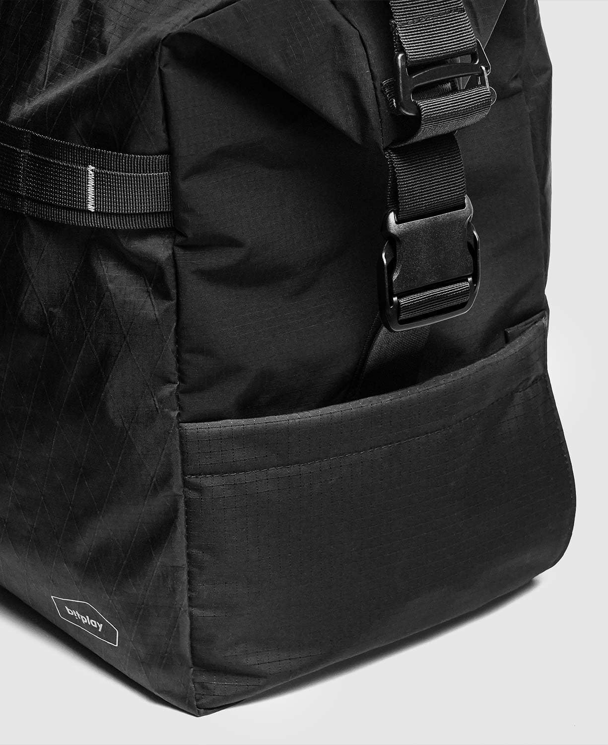 bitplay-45L Travel Duffel Bag Black Series (Versatile Crossbody & Handbag, Carry-On Compatible, Weather-proof Fabric)