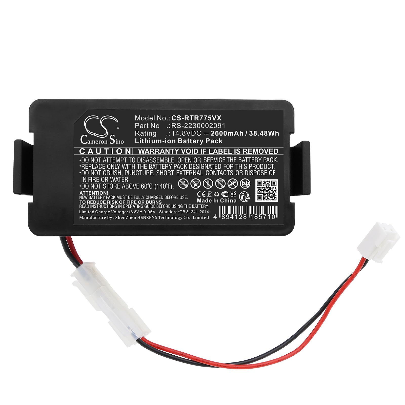 Batteria di ricambio Fit Rowenta RRR7635, RR7647, RR7675, RR7675WH, RRR7687, RR8567, RR8575, RRR8585, RRR8587, RRR8595, RR8597, X-Plorer 75, X-P. Serie lorer 95 (2600 mAh/37.44 Wh