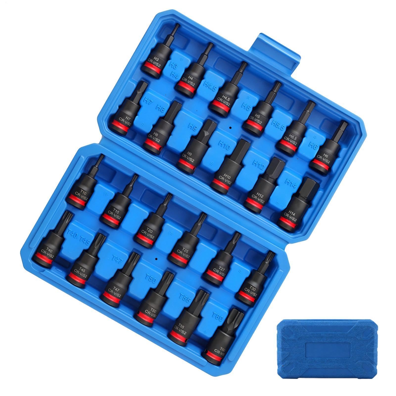 Juego de llaves de vaso y puntas de destornillador de estrella hexagonal de
