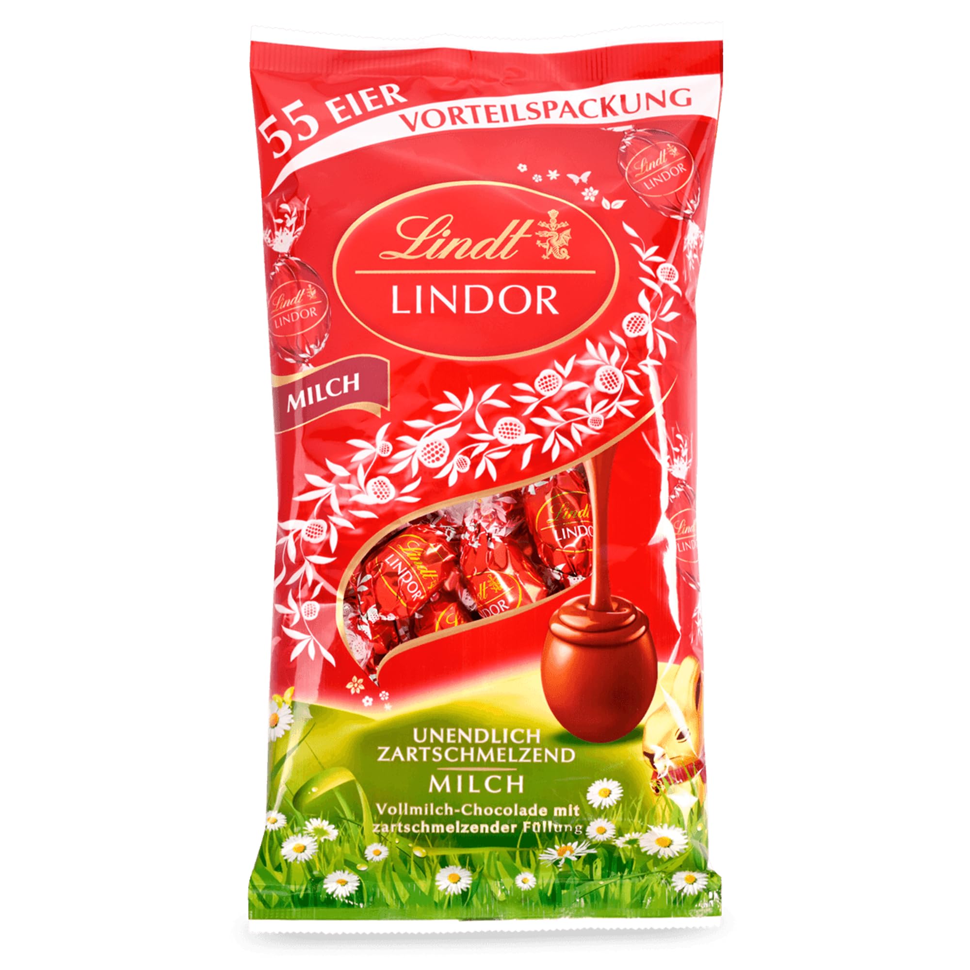 Lindt Schokolade LINDOR Eier Milch | 254 g | 55 x LINDOR Eier Vollmilch mit zartschmelzender Füllung | Oster Schokolade | Schokoladengeschenk | Ostereier | Schokoeier