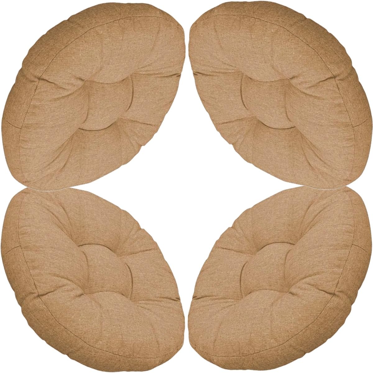 uyeoco Juego De 1/2/4 Cojín Redondo para Silla, 50cm/45cm/40cm, cojín de Asiento Suave para Taburete, jardín, Interior, Exterior, hogar(Curry,4PCS_50X50CM)