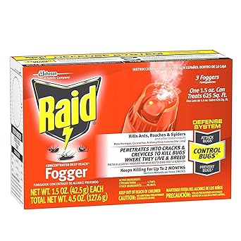 Raid Max Fogger, Insect Killer for Mosquito, Ant, Roach, Spider, Flea, For Indoor Use, 2.1 oz, 3 Count