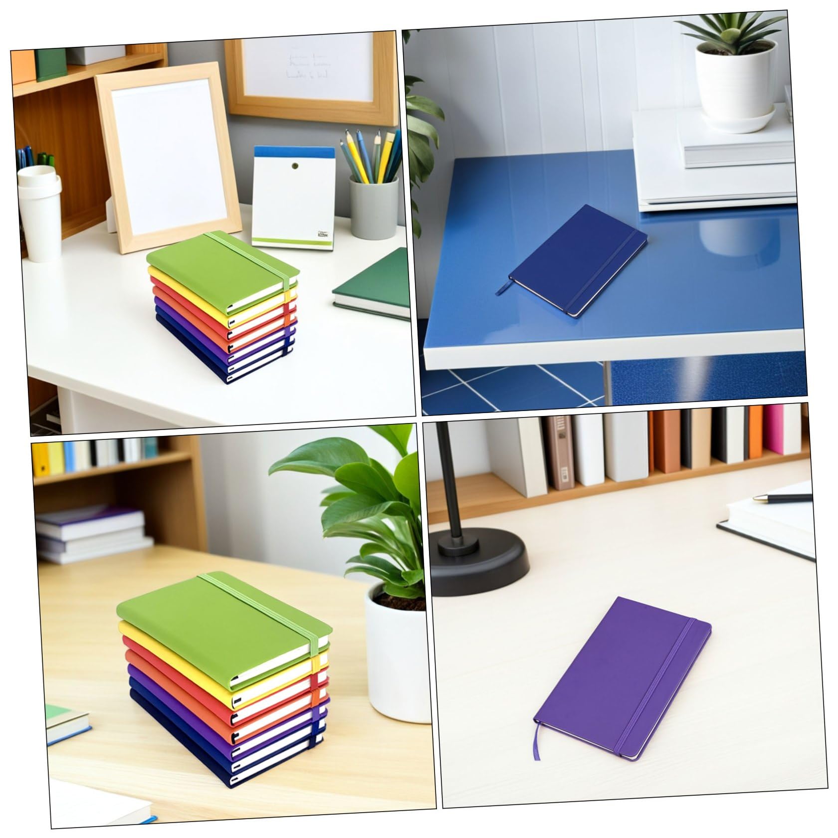 Set 7 Quaderni A6 con Copertina in Pu e Pagine a Righe, Piccoli Taccuini con Cinturino Elastico per Appunti di Lavoro e Compiti Scolastici, Carta di Qualità