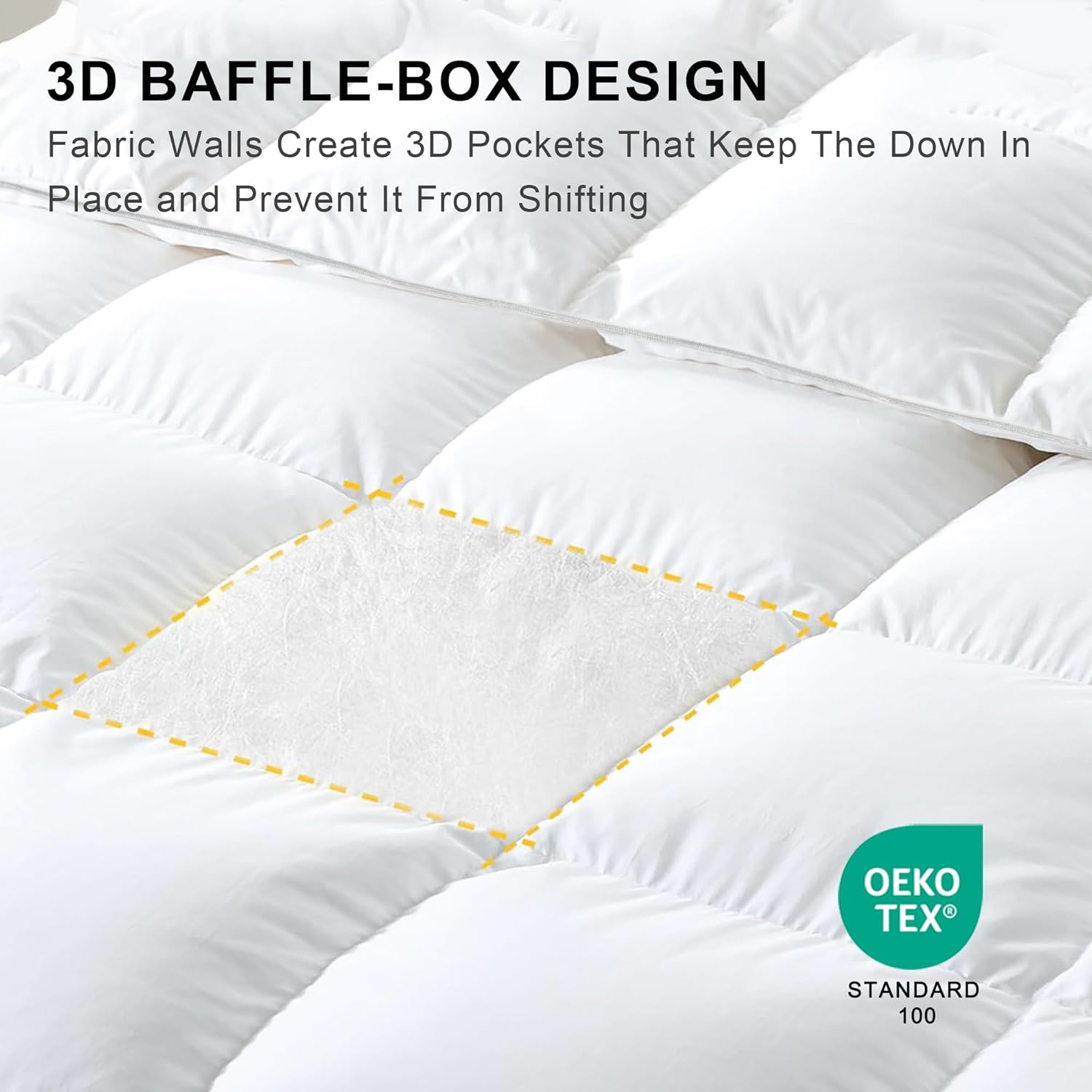 Goose Feather Down Fiber Comforter King Size, White Polyester Cotton Duvet Insert, All Season Medium Warmth Fluffy Bedding Comforter (White, King)