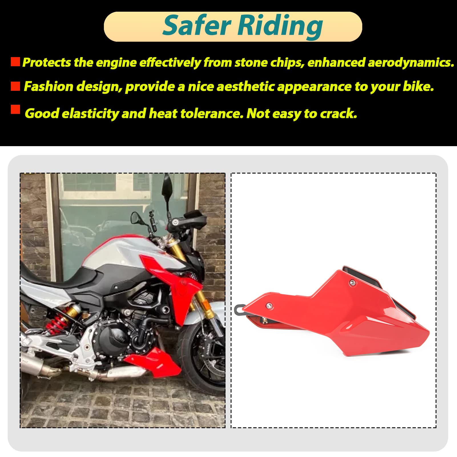 Motorrad Bellypan Belly Pan Kompatibel mit F900R F900XR 2020 2021 2022 2023 2024 F 900 R XR Unterer Motorspoiler Verkleidung Cowling Cover Body Kit (Rot)