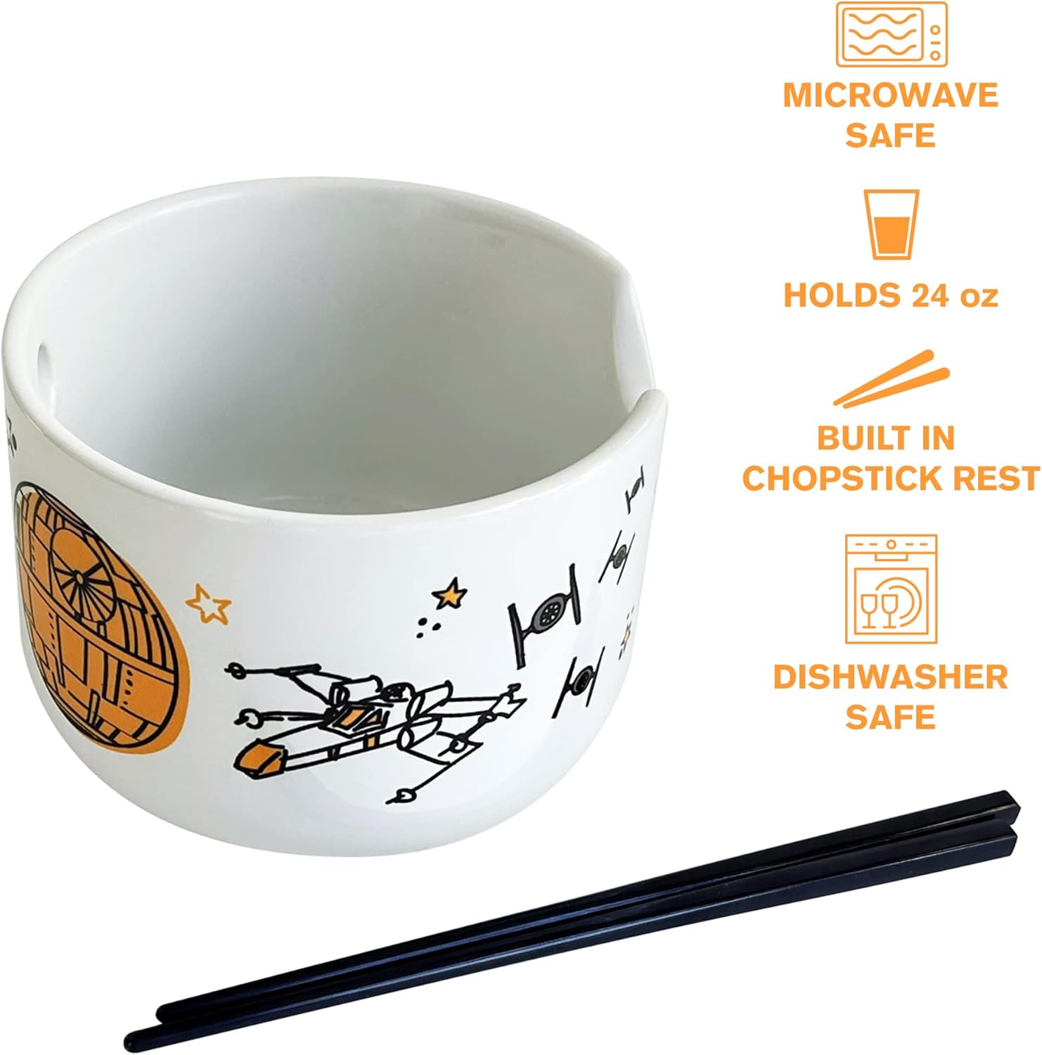 Katalyst Licensing & Promotions Star Wars Ramen Bowl and Chopsticks Space Chase Millenium Falcon Tie Fighter X-Wing - Image 2