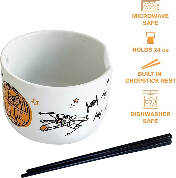 Katalyst Licensing & Promotions Star Wars Ramen Bowl and Chopsticks Space Chase Millenium Falcon Tie Fighter X-Wing