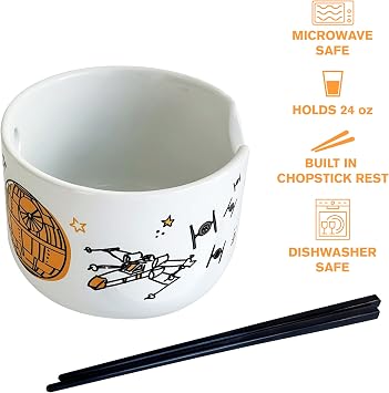 Katalyst Licensing & Promotions Star Wars Ramen Bowl and Chopsticks Space Chase Millenium Falcon Tie Fighter X-Wing