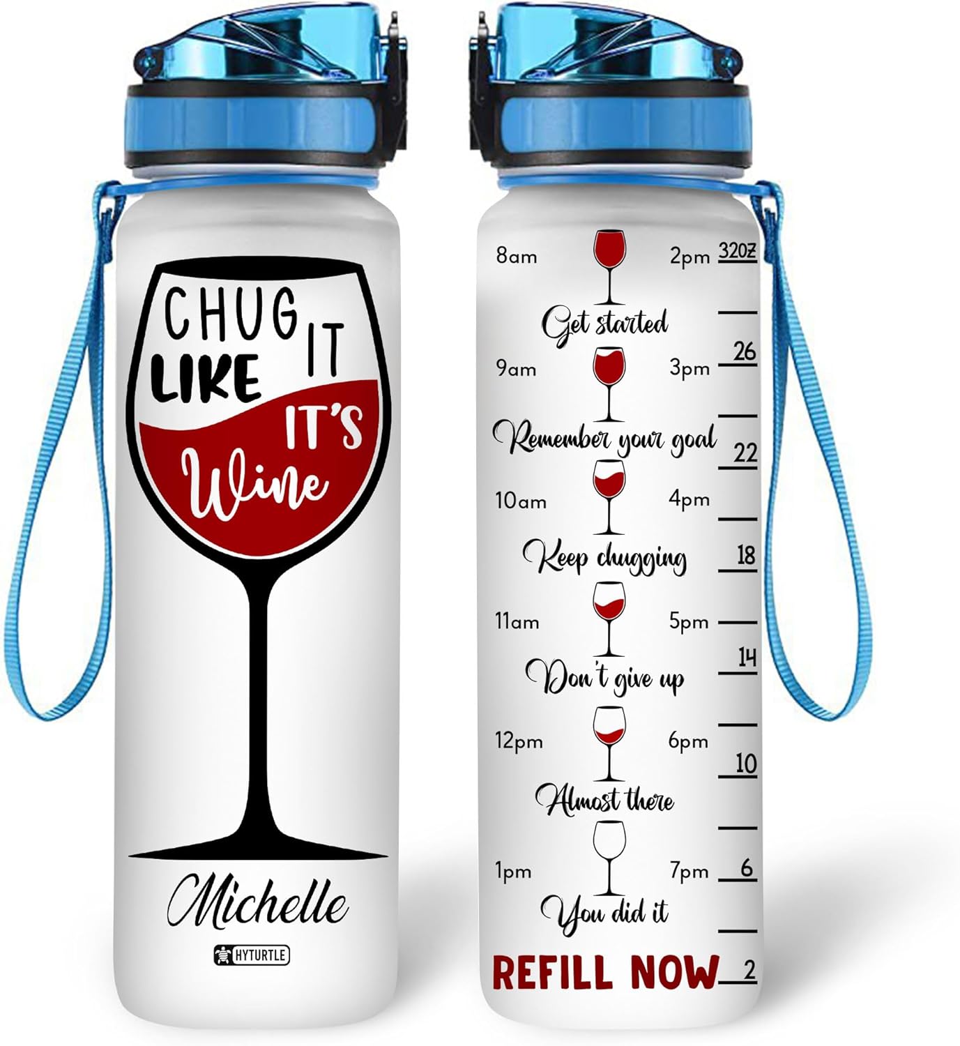 Hyturtle Personalized Butterfly Water Bottle - 32oz Motivational Water Bottle with Time Marker & Leak-Proof Lid - Custom Name Gift for Women, Girls, Butterfly & Sunflower Lovers On Birthday Christmas