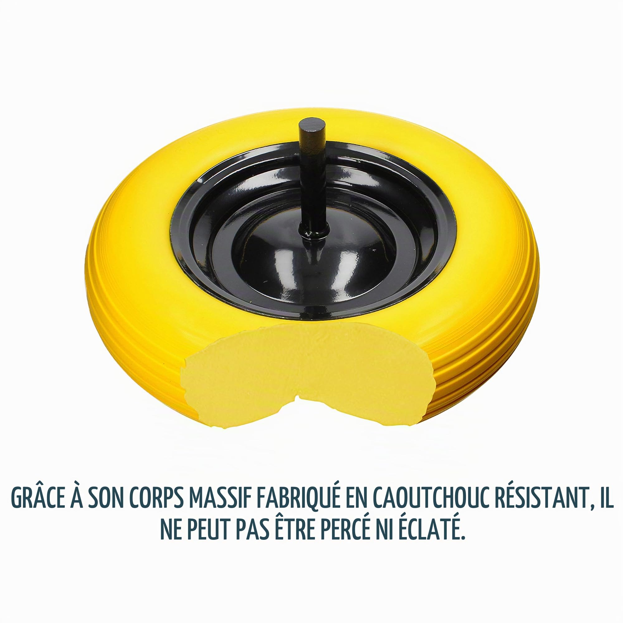 Ferrestock Roue pleine increvable pour brouette de chantier et jardinage professionnelle ou domestique, Jaune