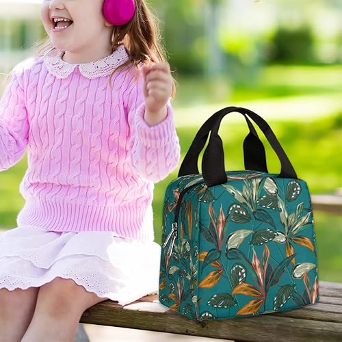 Miniatura 6 de Bolsa de almuerzo con plantas tropicales retro para mujeres, bolsa de almuerzo aislada, bolsa de almuerzo botánica, bolsa de almuerzo reutilizable