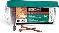 Vista 23 de Deck Plus Tornillos para valla y madera exterior con revestimiento epoxi de 2 pulgadas #8 x 2 Torx/Star Drive Incluido, rosca gruesa, tornillo Rojo