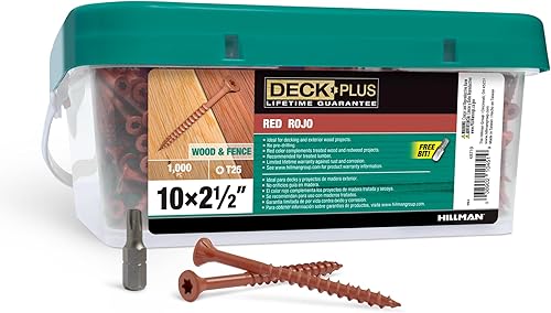 Vista 36 de Deck Plus Tornillos para valla y madera exterior con revestimiento epoxi de 2-1/2 pulgadas #10 x 2-1/2 pulgadas, rosca gruesa incluida, tornillo