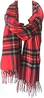 Vista 8 de NY GOLDEN FASHION Bufanda de invierno de gran tamaño para mujer, diseño de tartán escocés, a cuadros, con tacto de cachemira rojo (Red Tartan)