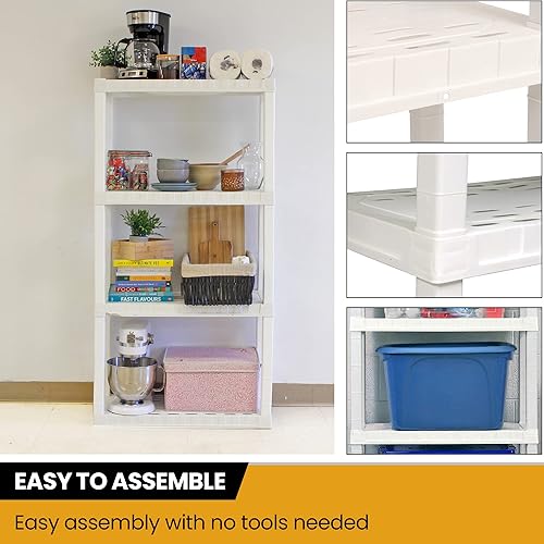 Miniatura 3 de Koolatron Estantería de 4 niveles, 57 de altura fija, organizador de almacenamiento mediano para el hogar, garaje, sótano, cobertizo y lavandería,