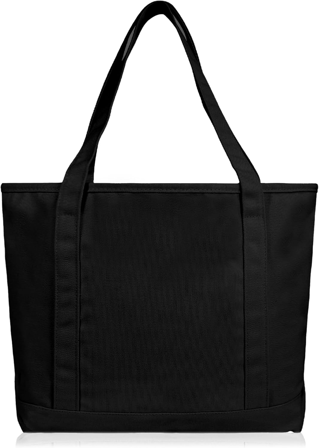 DALIX 20" Solid Color Cotton Canvas Shopping Tote Bag in Black - Image 5