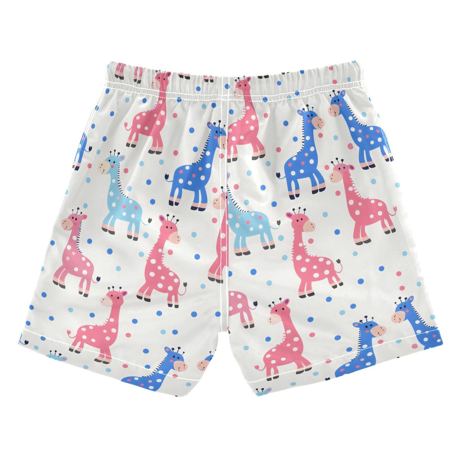 ALAZA Blue Giraffe Polka Dots Boys' Swim Trunks Beach Shorts Quick Dry Swimsuit 5T