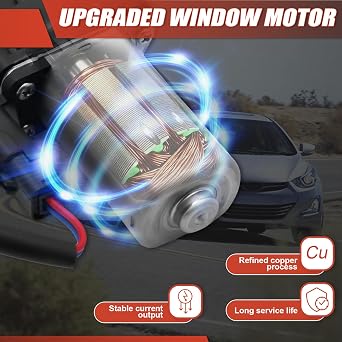 Power Window Lift Motor Compatible with 2011-2016 Hyundai Elantra Front Driver Side & Rear Passenger Side, fit for 2013-2015 Sonata Rear Passenger Side, Replace# 824503X000