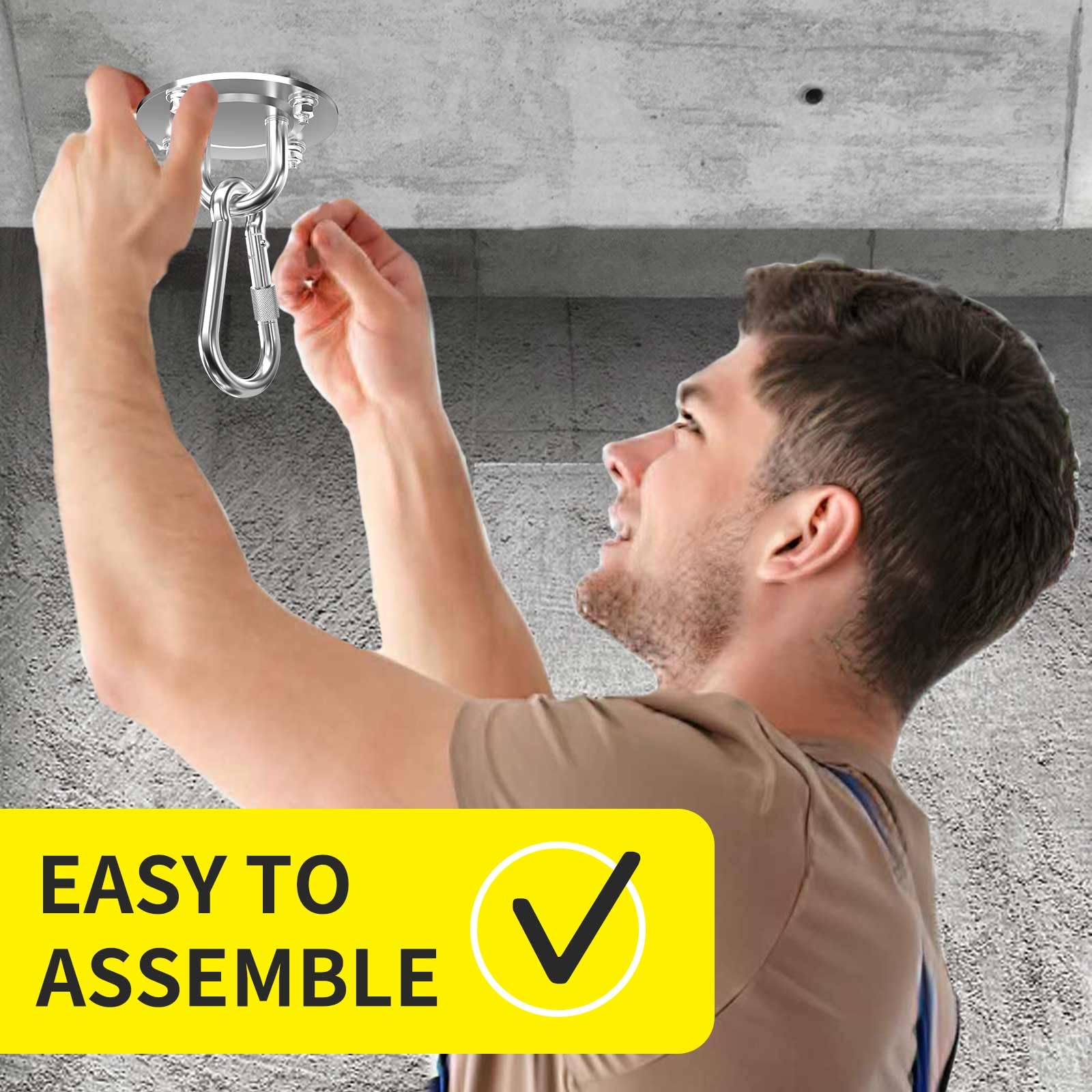 Morzejar Gancho de Techo Resistente, Giratorio 360°, Resistente Gancho para Colgar, de Acero Inoxidable 304, Gancho Giratorio para Hamaca, para Techo, Madera, Porche, Gimnasio, Yoga, Gancho para — view 7