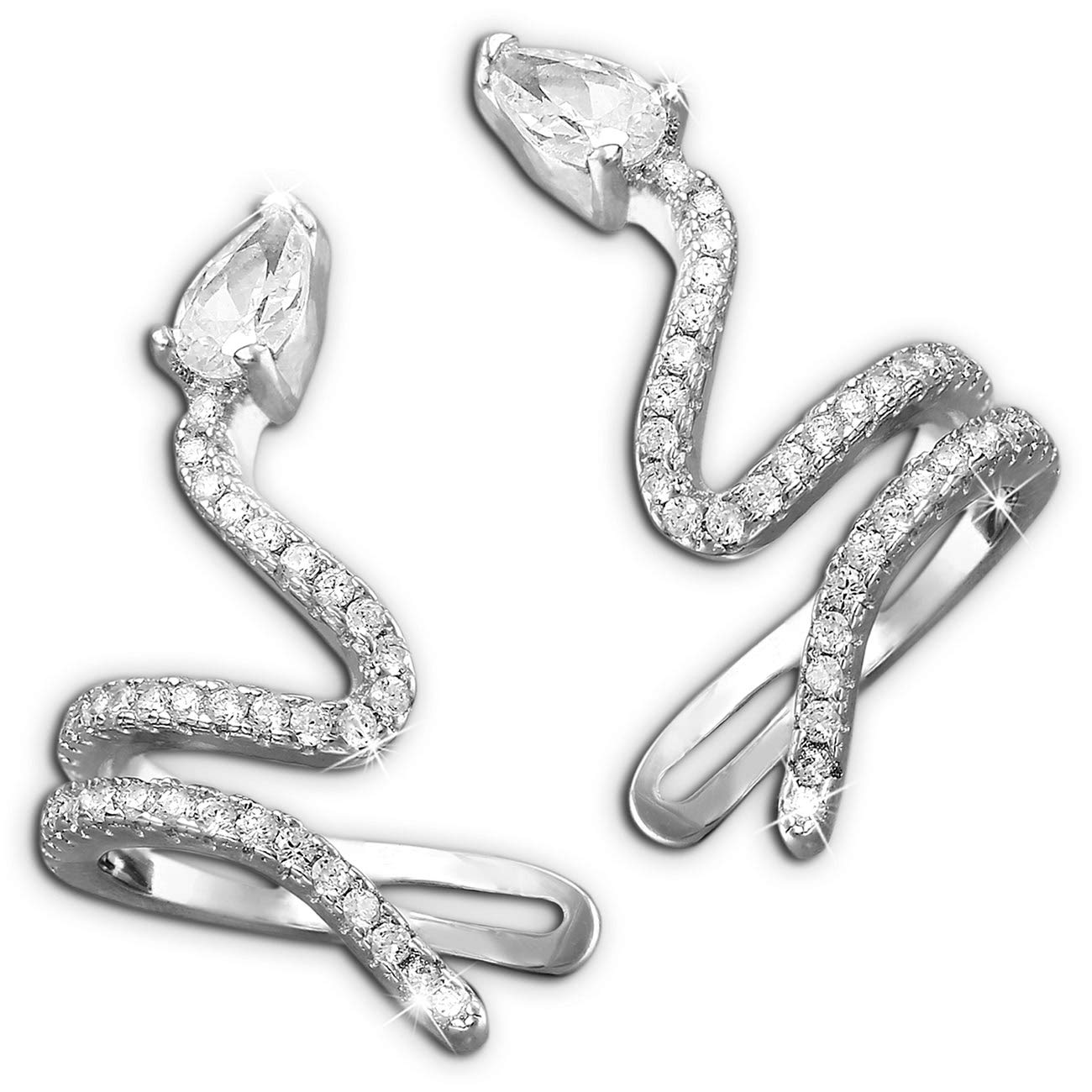 SilberDream weiß Schlangen Set Ohrringe Zirkonia 925 Silber Damen Ohrklemmen GSO470W Silber Ohrklemme