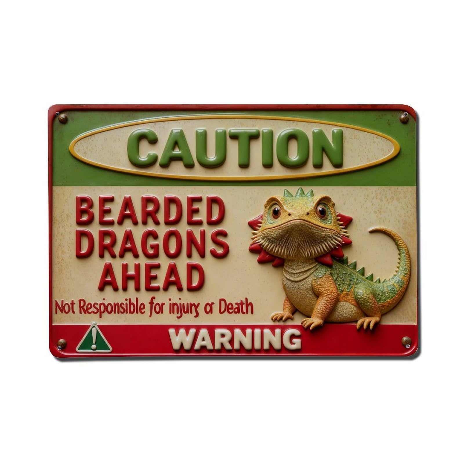 Iageret Vintage Beware Of Bearded Dragons Sign Metal Tin Sign Retro Wall Decor, Bar Garage Cafe Kitchen Home Wall Art Poster Decoration 8X12inches