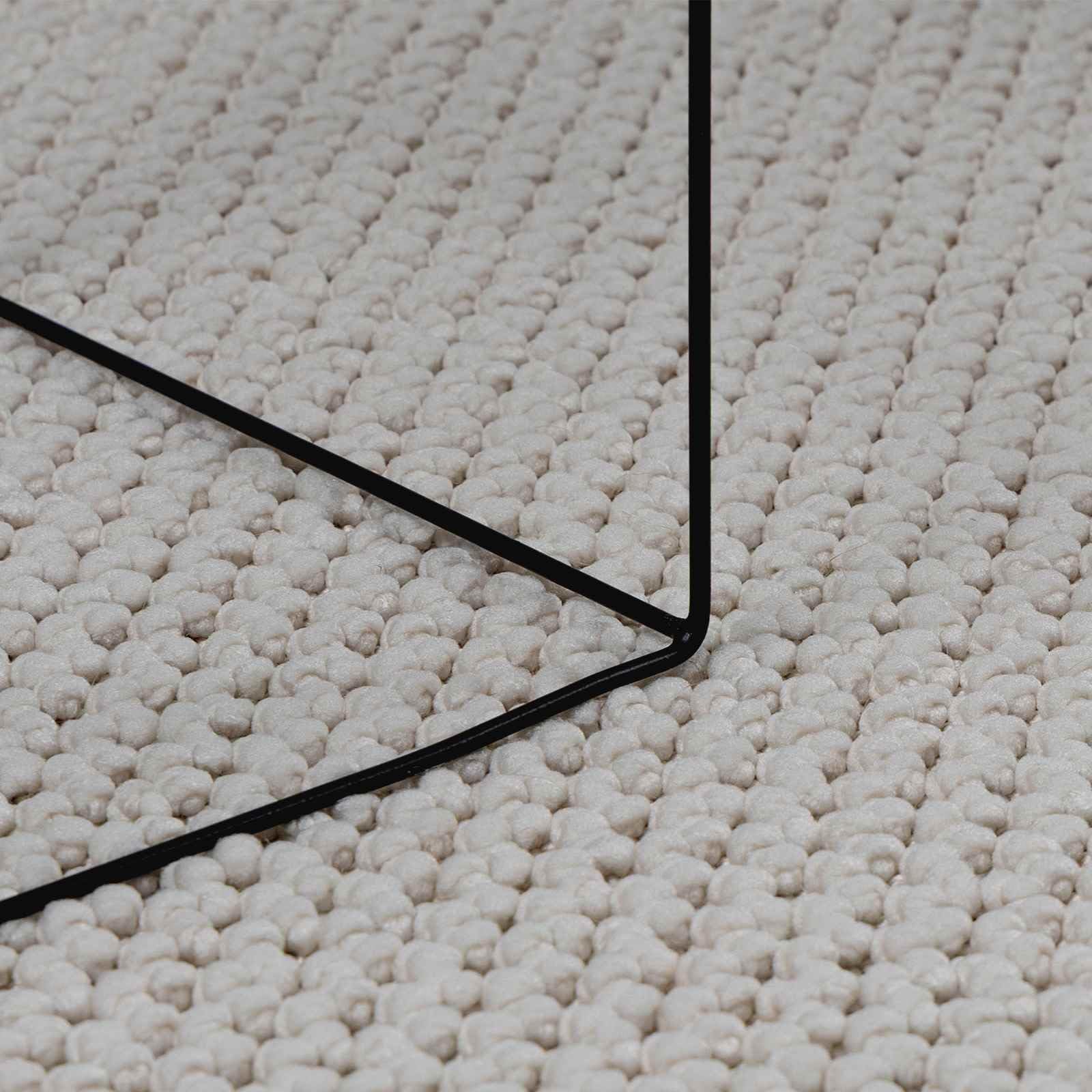 vidaXL Tapis de Surface Carré LUGO Crème 120 x 120 cm Polyester, Tapis Grand Format, Design Moderne antidérapant, Moquette Douce pour Salon, revêtement de Sol intérieur Pratique