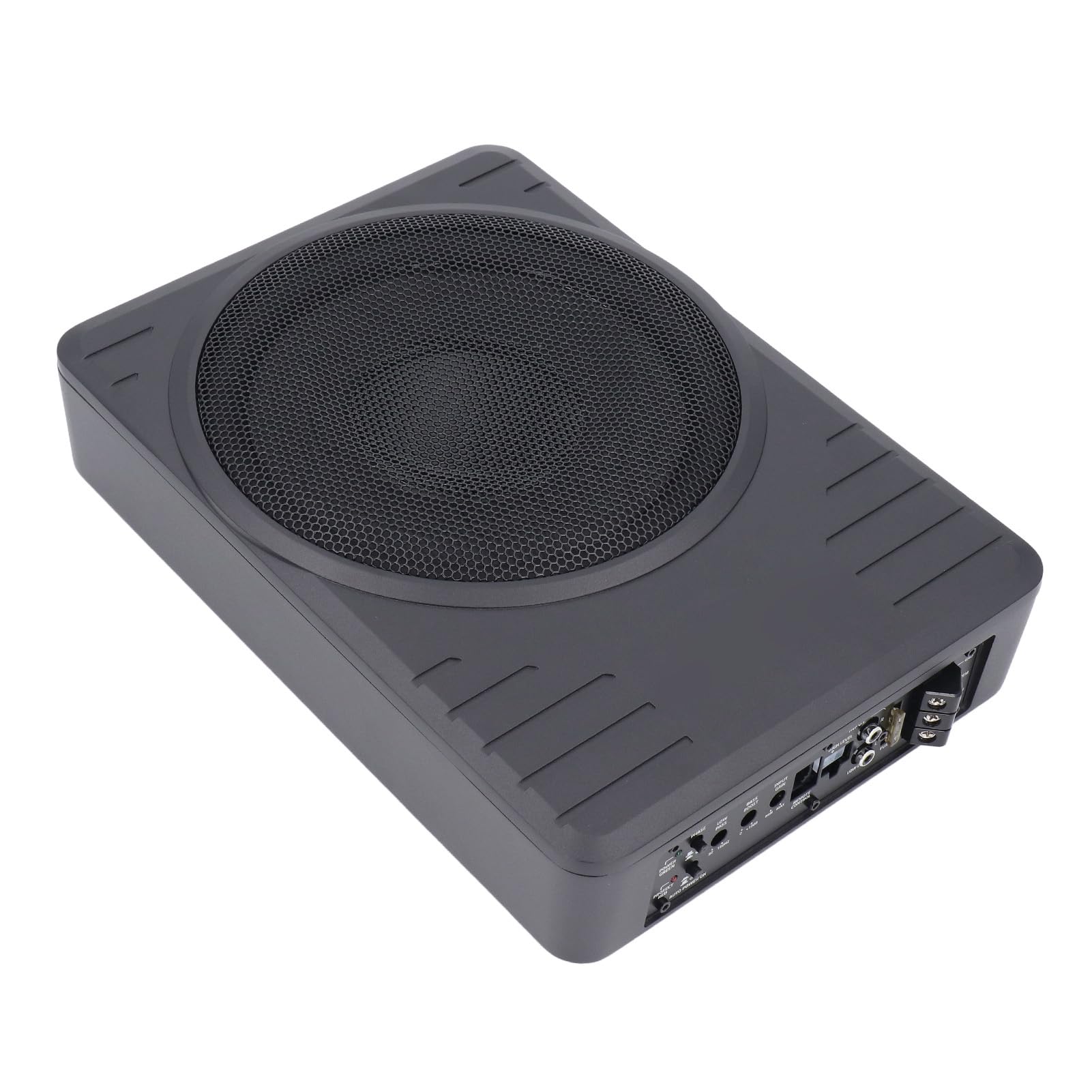Ausla 10-calowy Aktywny Subwoofer Pod Siedzeniem, Smukły, Aktywny Subwoofer Pod Siedzeniem z Wbudowanym Wzmacniaczem, Moc Szczytowa 600 W, Pilot do Obsługi Basów, Filtr Dolnoprzepustowy dla Kierowców