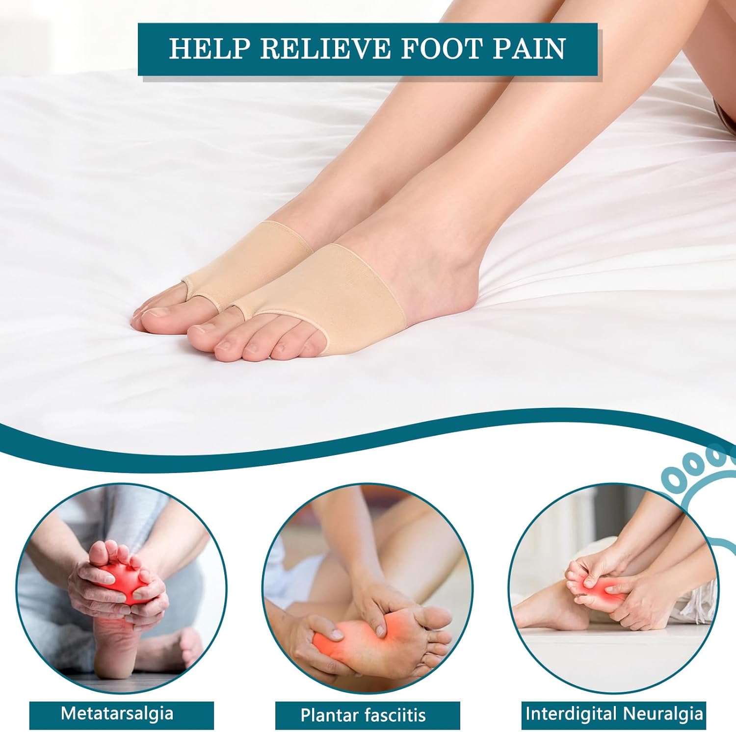 Metatarsal Pads for Men and Women, Ball of Foot Cushion with Gel Pad, Foot Pads for Ball Pain Relief, Morton's Neuroma, Metatarsalgia Support(Beige/S) - Image 3