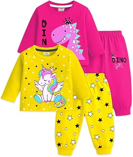 Kuchipoo Girls Regular Fit Cotton T-Shirts and Pyjamas Clothing Set Price In India